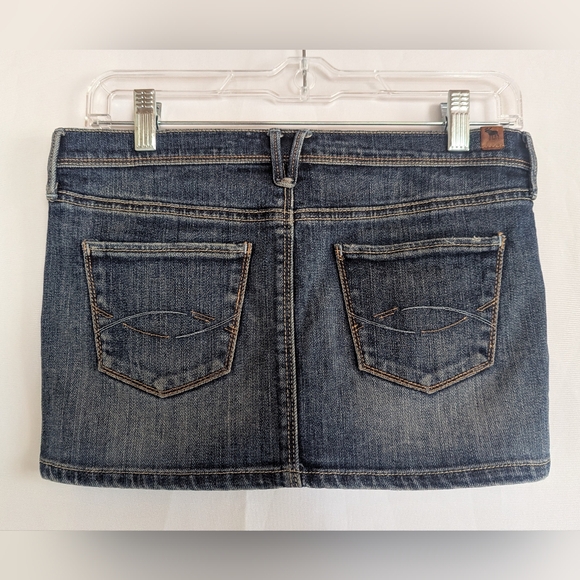 Abercrombie & Fitch Blue Denim Jean Mini Hip Skirt Stretchy Junior 14 Women's XS - Picture 4 of 5